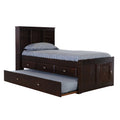 Twin Bookcase Bed with Three Drawers and Twin Trundle in Dark Espresso L814524