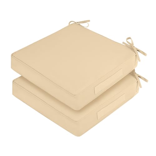 Waterproof Outdoor Chair Cushions Set of 2, Square 19 x 19 with Ties and Removable Covers L45021