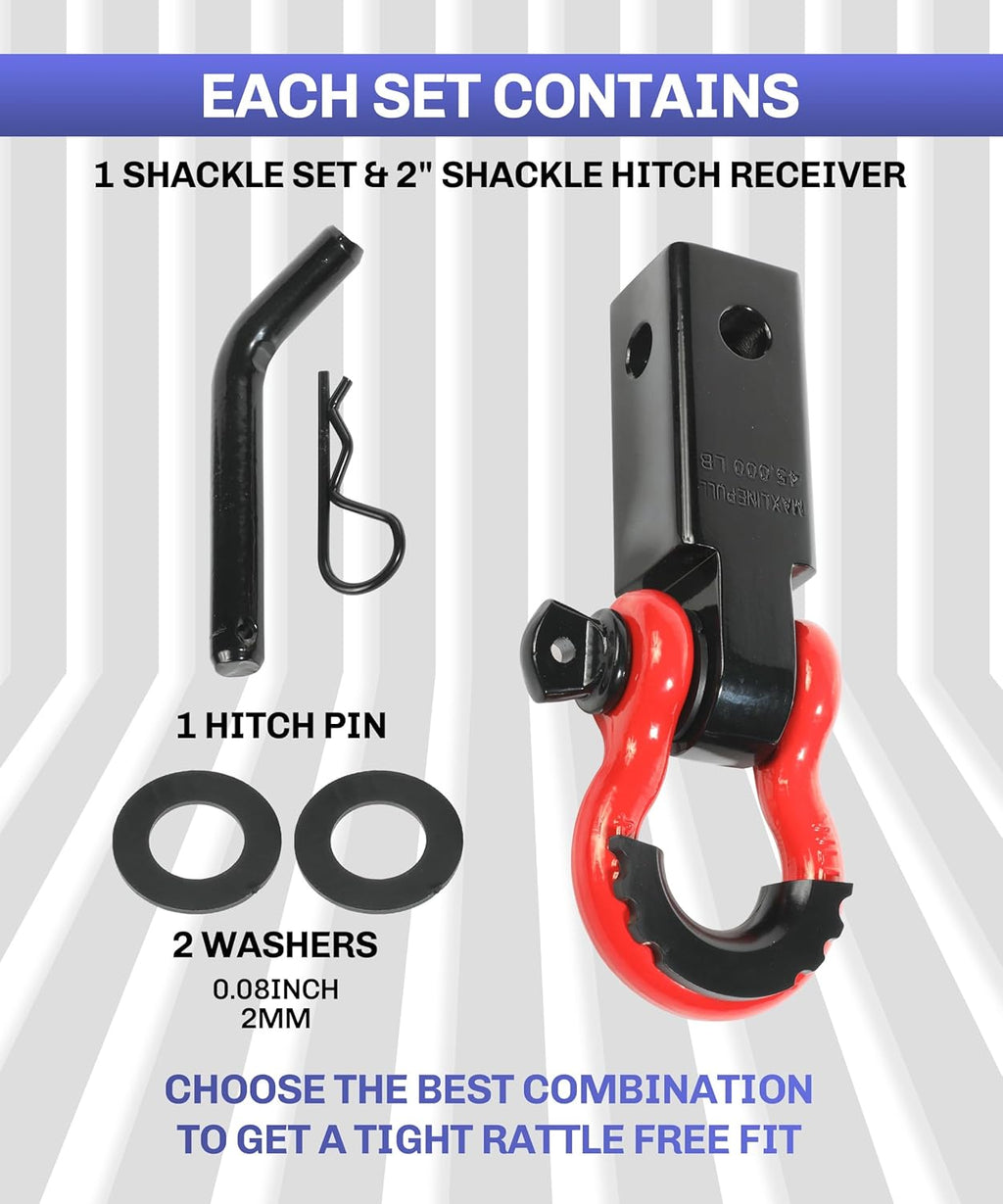 2" Tow Hitch Receiver with 5/8" Screw Pin and 3/4 Shackle G841151