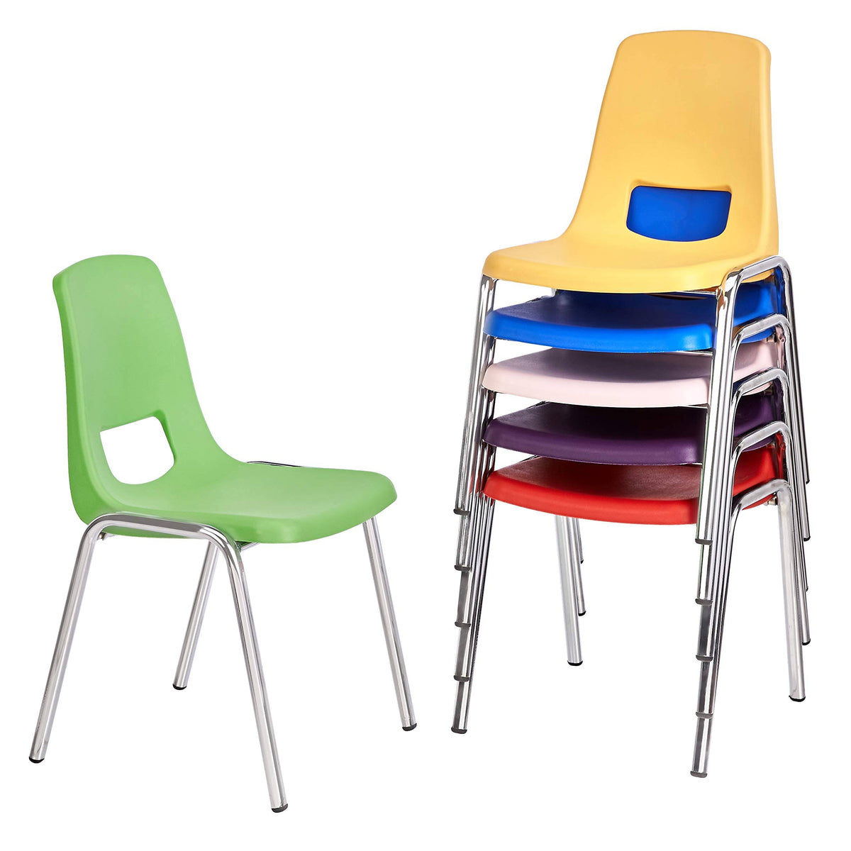 14-inch Seat Height 6-Pack Chrome Legs Stack Chair B3417