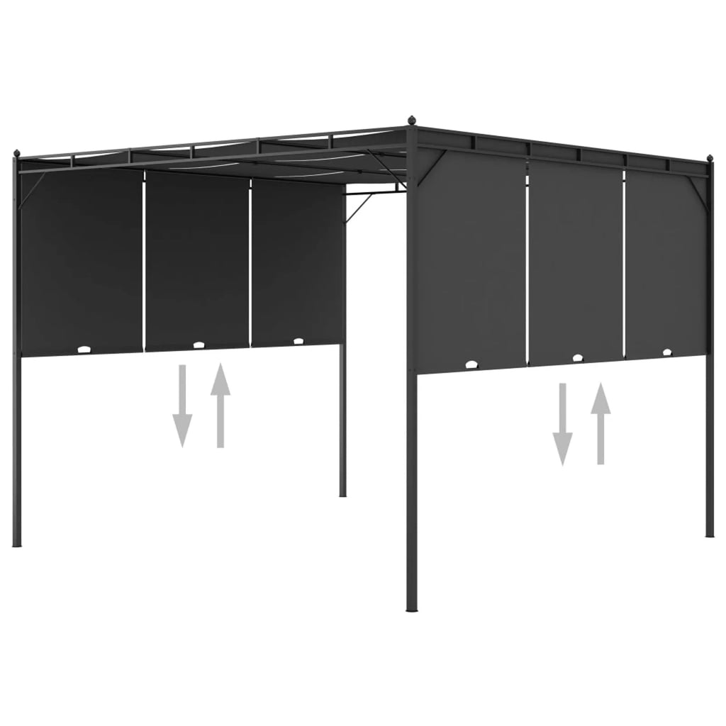 Garden Gazebo with Side Curtain Steel Frame Sun Shade Shelter 118.1 x 118.1 x 88.6 Inches Y58270