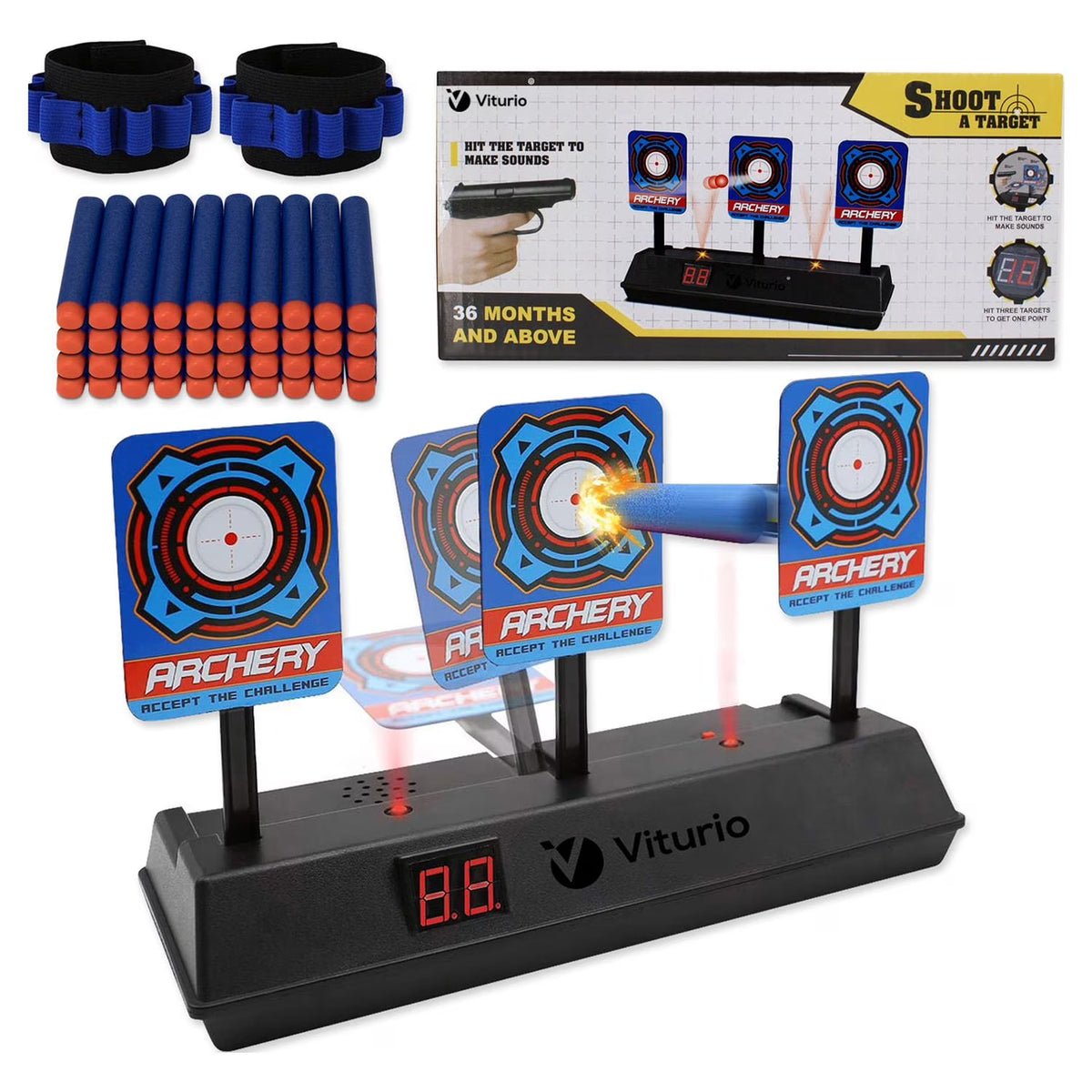 43pc Electronic Digital Target with 40 Soft Darts 2 Wristbands H708