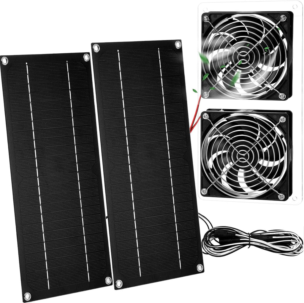 10W 12V Solar Powered Dual Fan Waterproof Exhaust Fan with Cable M271834
