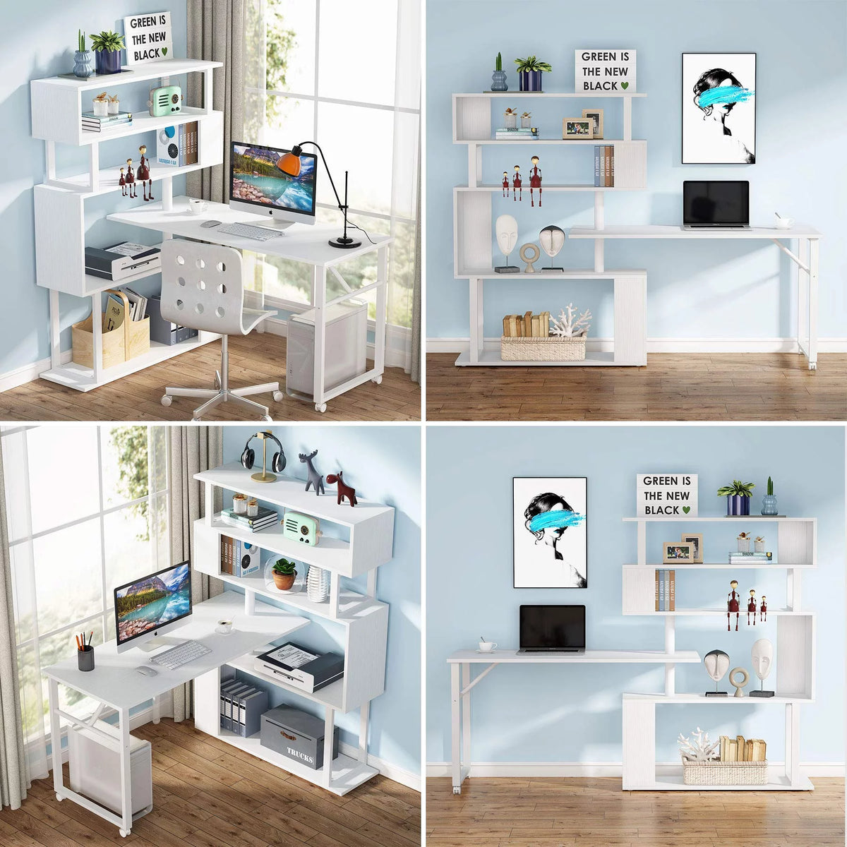 L Shaped Desk with Storage Bookshelf T601537