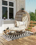 Grey Wicker Egg Chair with Ottoman P775886