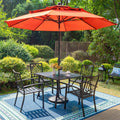 6-Piece Outdoor Patio Set with 10 FT Umbrella, 4 Stacking Chairs & Square Dining Table B471