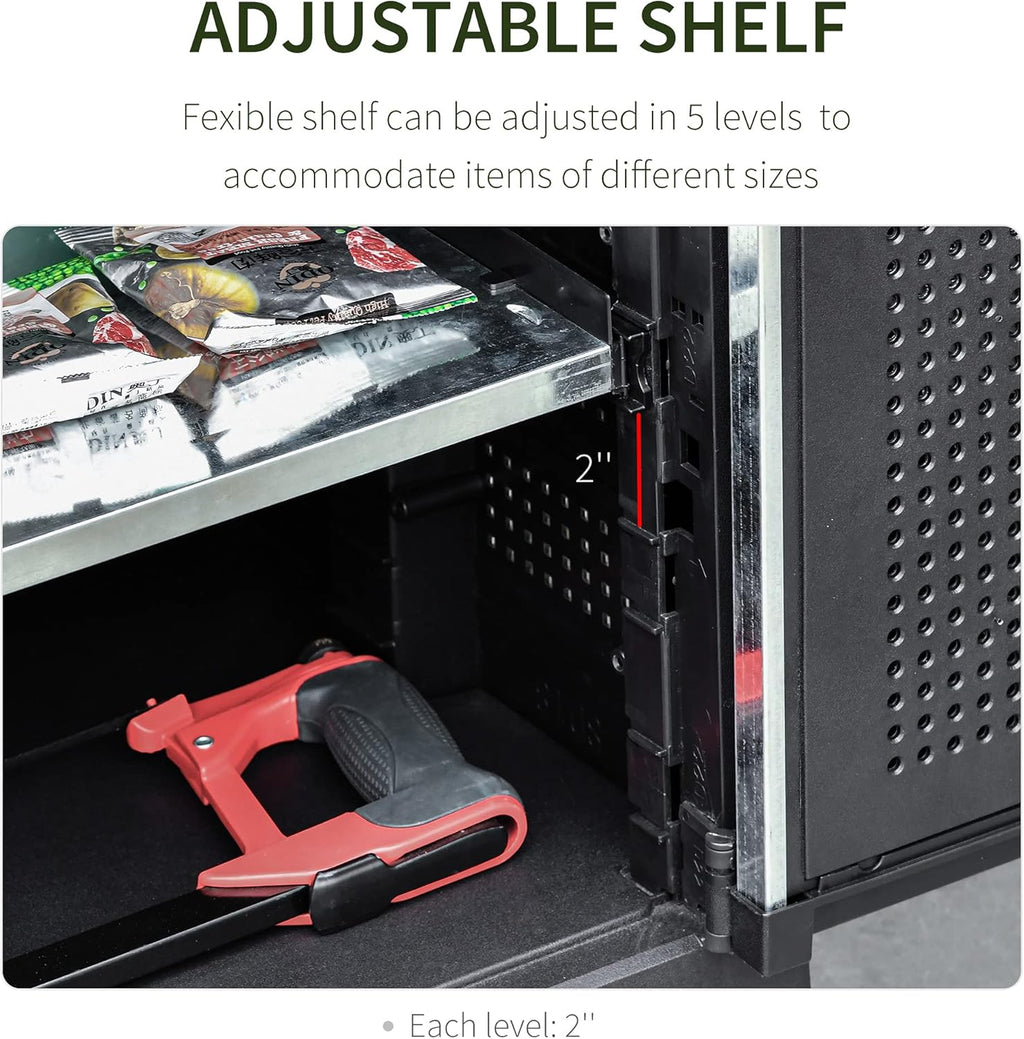 Outdoor Storage Sheds Cabinet with Adjustable Shelves, Waterproof PP & Galvanized Steel U852