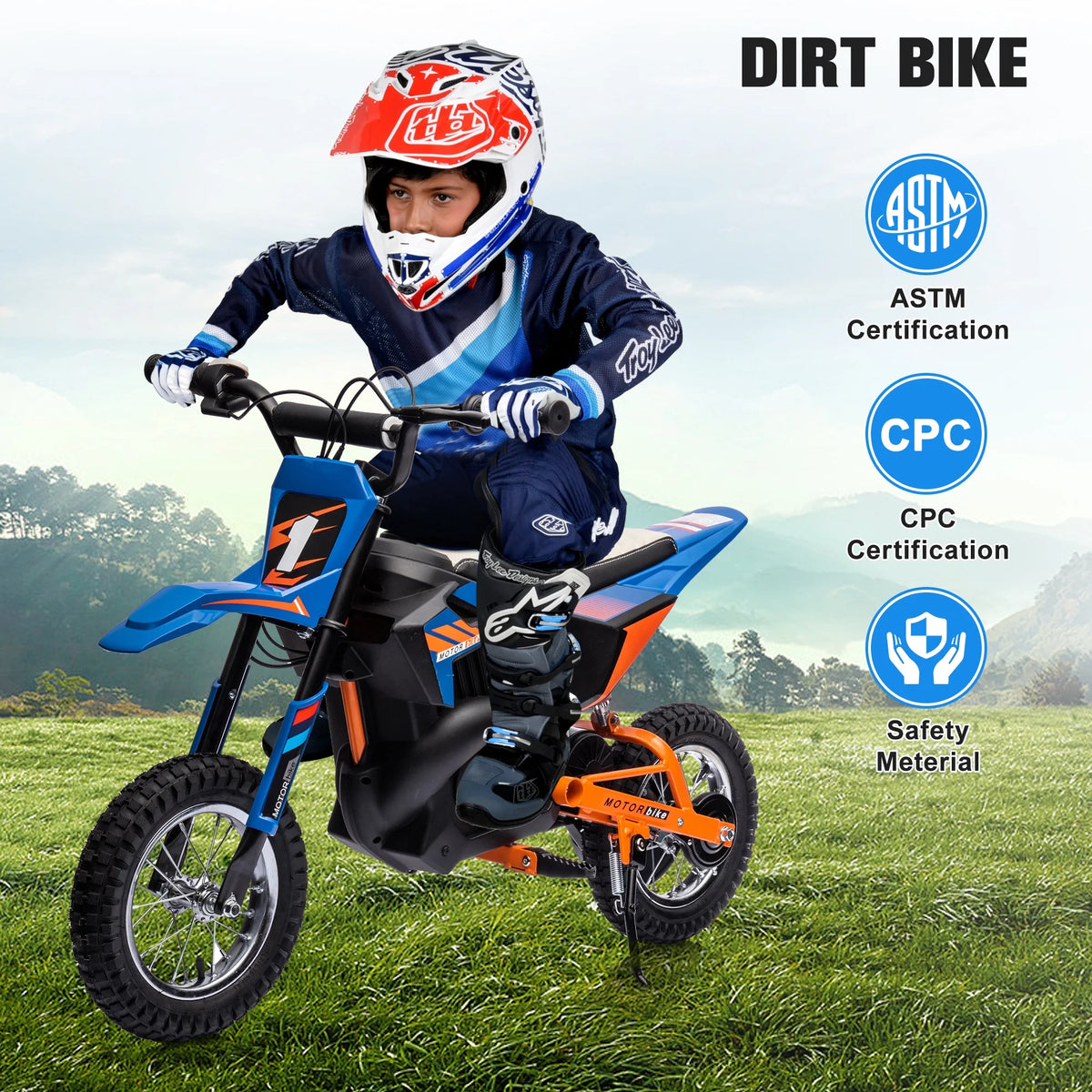 24V Electric Dirt Bike Ride On Motorcycle Toy, Blue M712