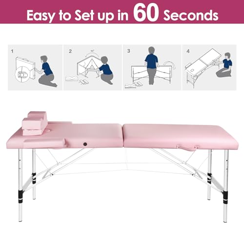 Pink Height Adjustable Waterproof Aluminum Lash Bed H9604