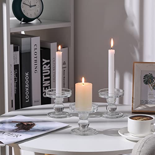6 Pcs Clear Glass Candle Holders Z30367