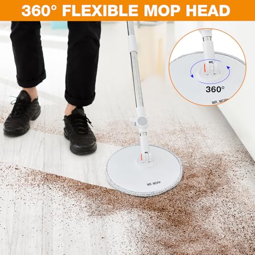 Spin Mop and Bucket Set with 360-Degree Swivel Microfiber Mop Head A180078