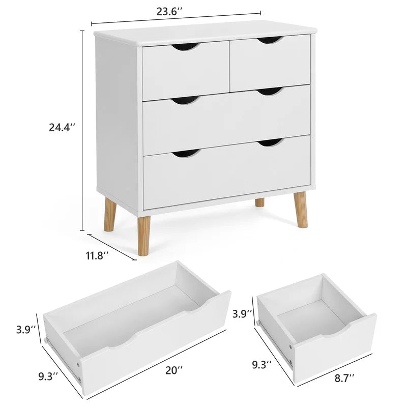 White 6 Drawer Wood Dresser X237