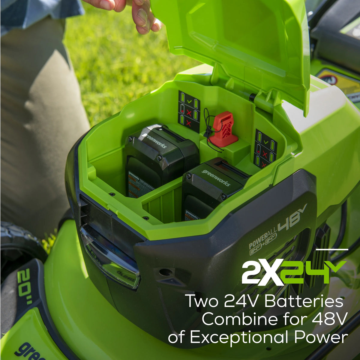 48V 20" Battery-Powered Lawn Mower with Two 4.0Ah Batteries & Charger E196615