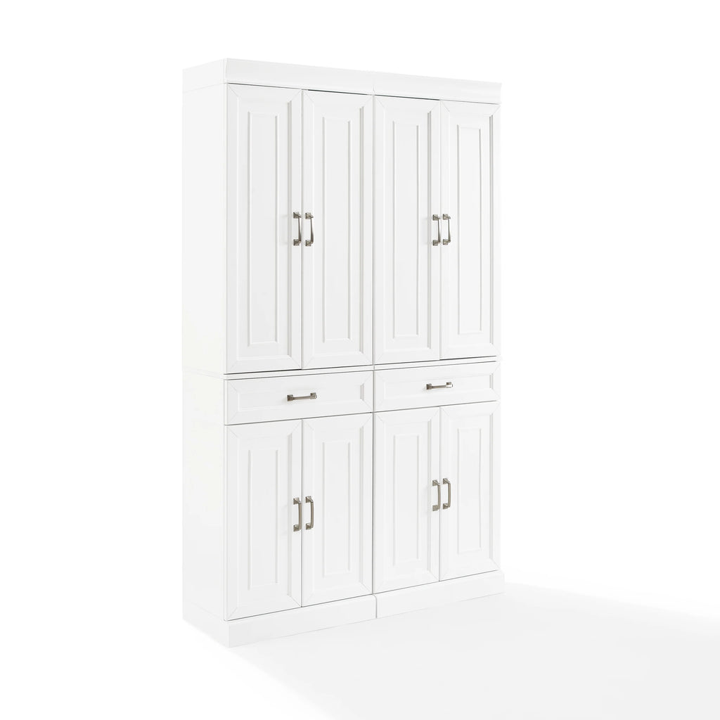 White MDF Wood Pantry (Set of 2) I153