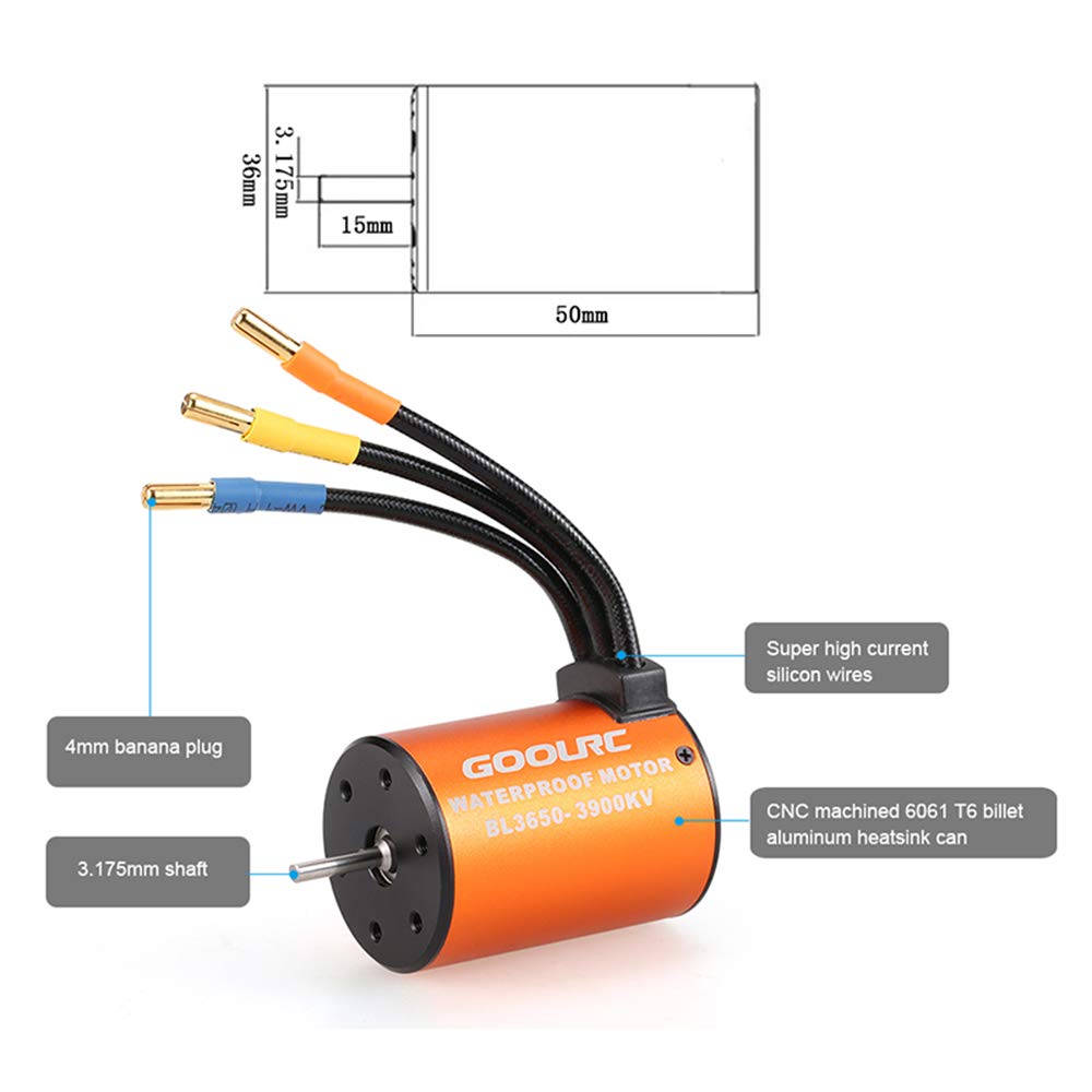 Waterproof 3650 3900KV Brushless Motor with 60A ESC Combo Set Y117