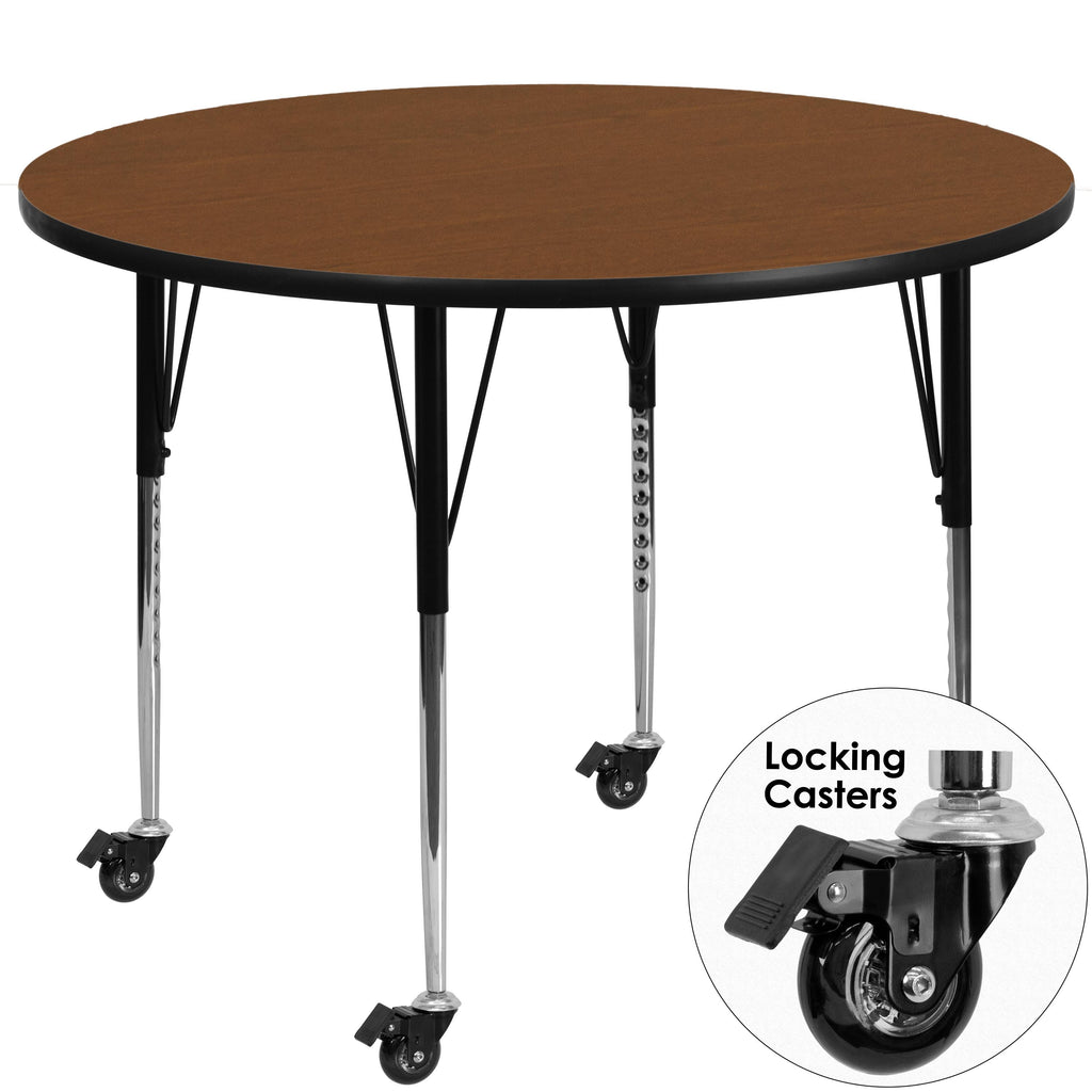 Mobile Round Oak Laminate Activity Table G370409