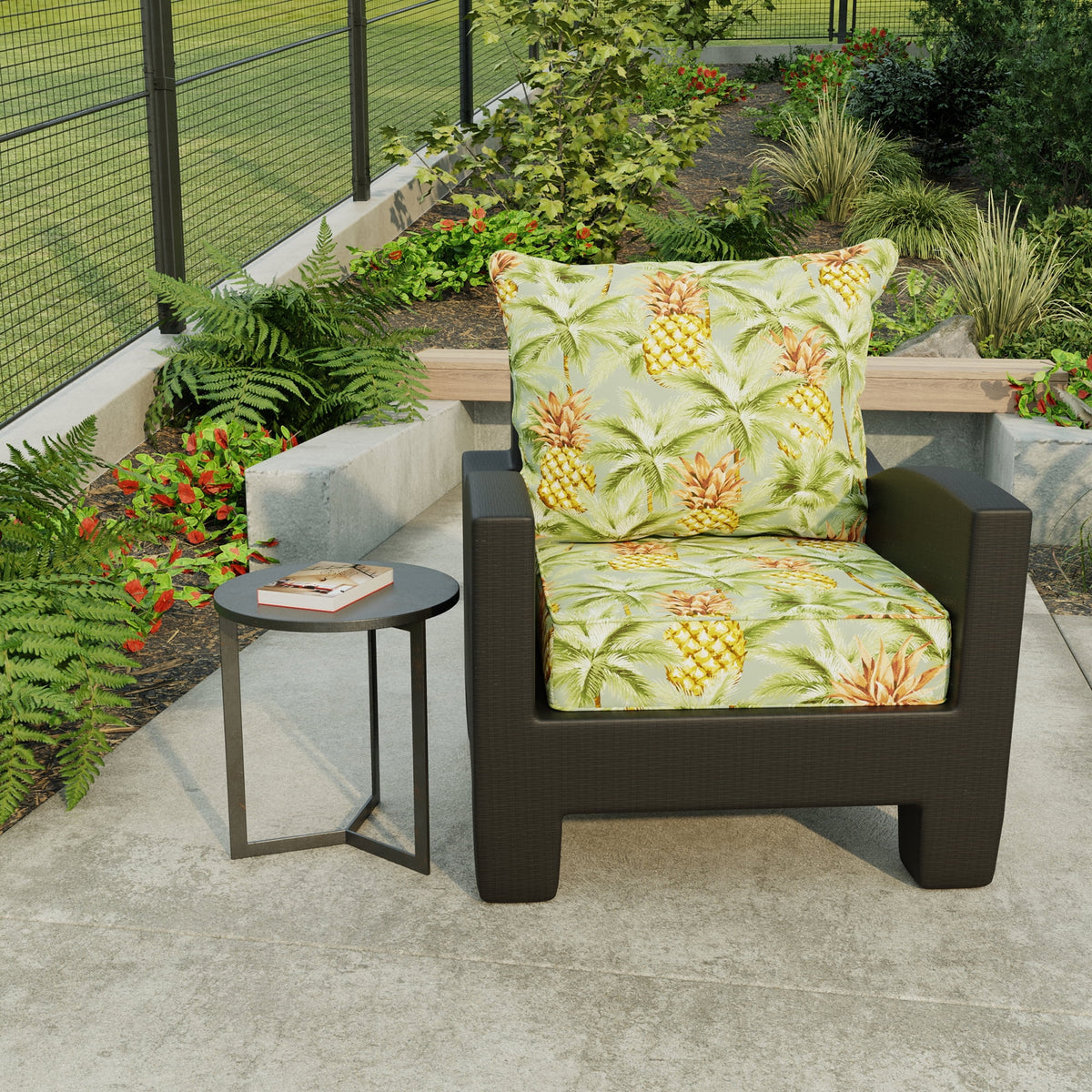 Green Tropical Rectangular Outdoor Deep Seating Chair Cushion F197
