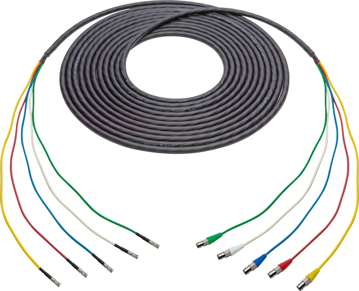 12G-SDI-4K UHD 5-Channel BNC Female to HDBNC Male Snake Cable Black 10 ft. I9941