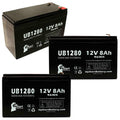 3x Pack Replacement Sealed Lead Acid Battery (12V, 8Ah, 8000mAh, F1 Terminal, AGM, SLA) with 6 F1 to F2 Terminal Adapters O9449