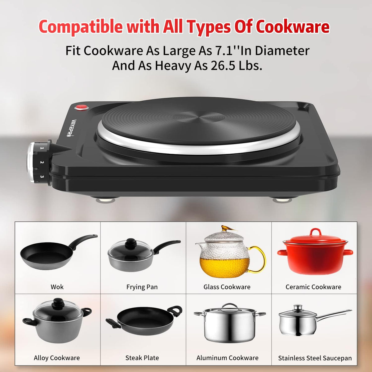 1500W Portable Electric Single Cooktop X766