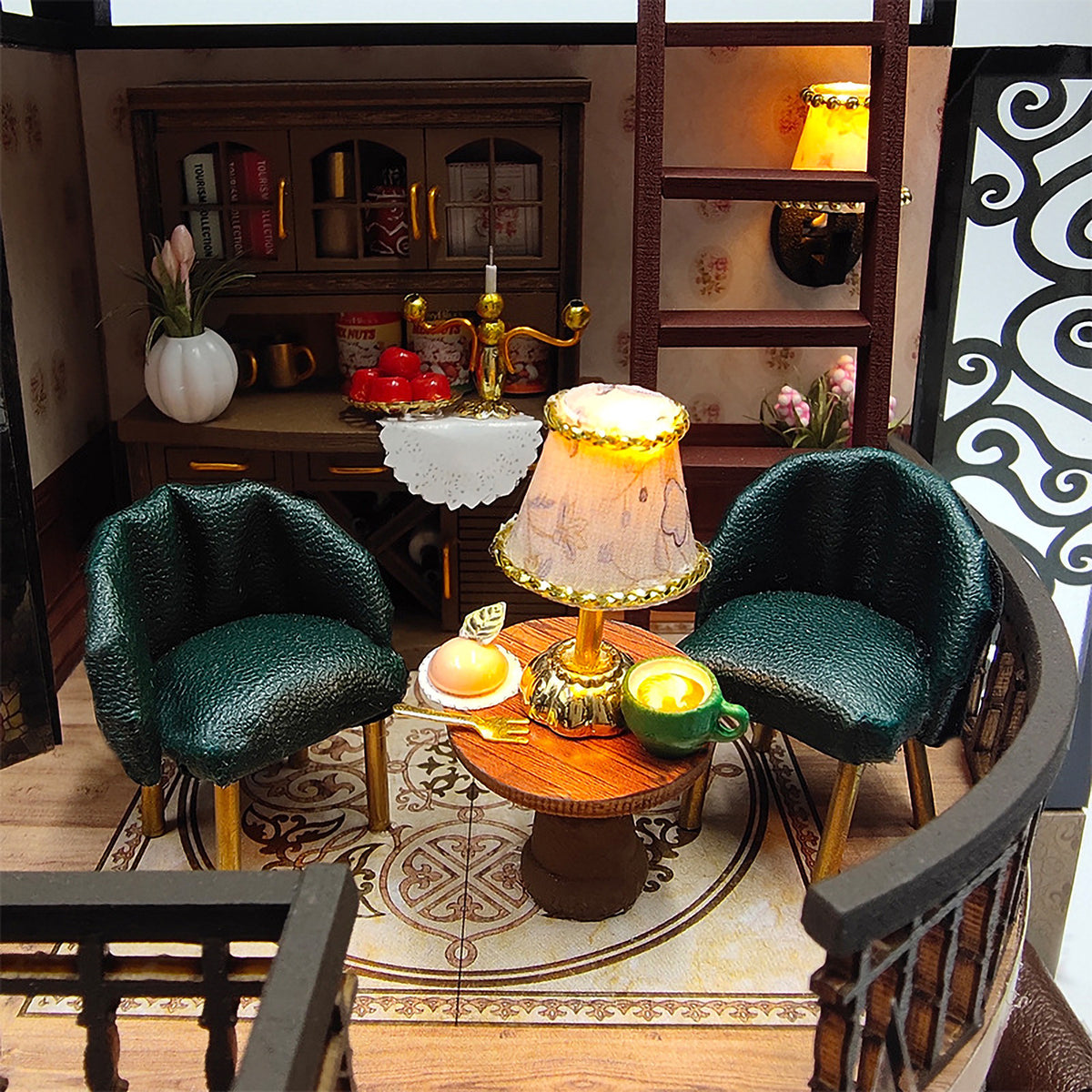 Dream Building Pavilion Dollhouse Miniature DIY House Kit with Furniture F3001