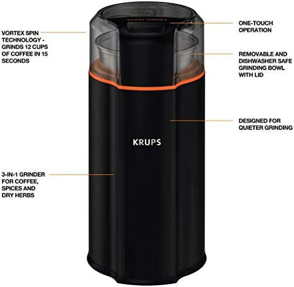 Black Coffee and Spice Grinder 12 Cup 175 Watts Removable Bowl I27890