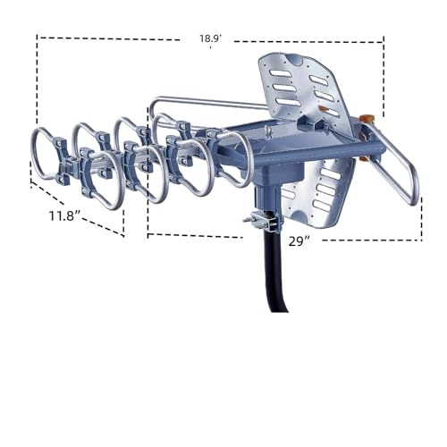 Outdoor TV Antenna, Long Range, 360° Rotation, 4K 1080P VHF UHF, with Remote and 40ft RG6 Coax Cable A768048