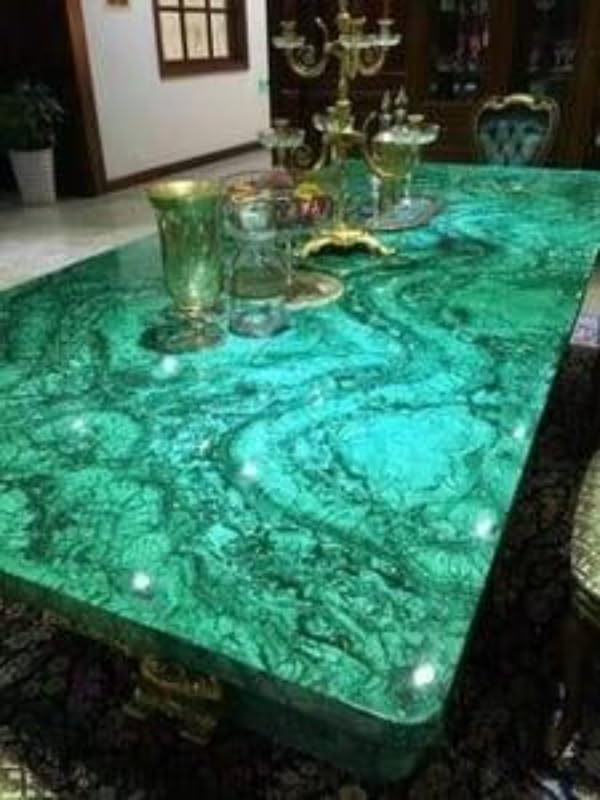 Semi Precious Malachite Gemstone Dining Table (60 x 36 Inches) X24370