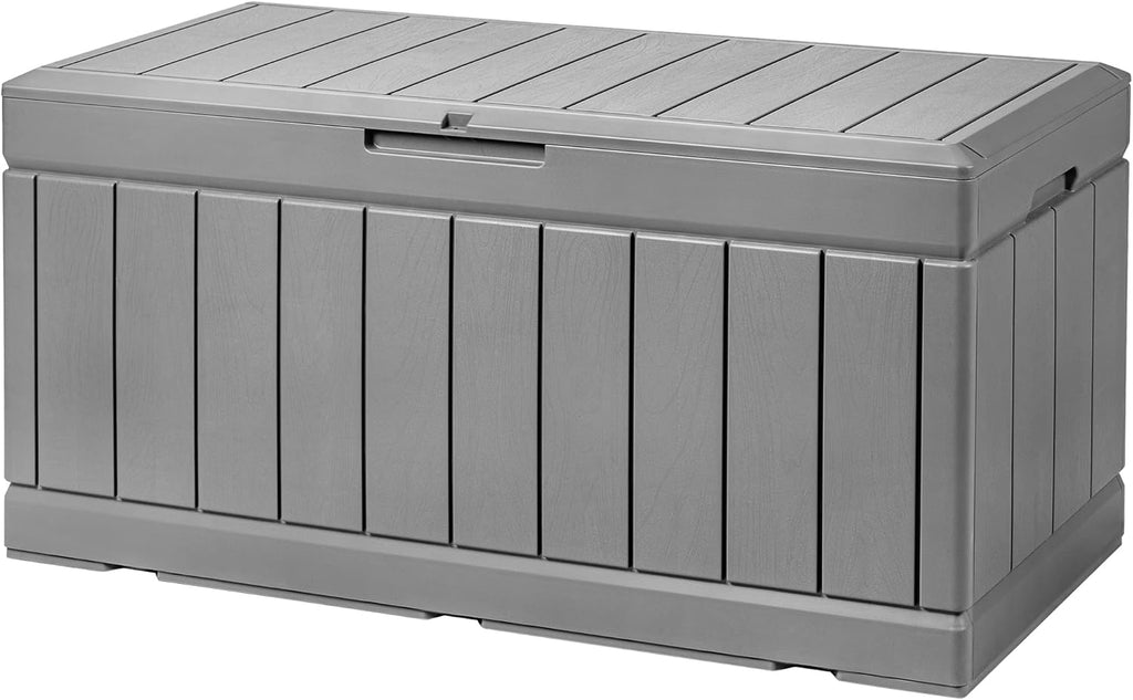 85 Gallon Lockable Resin Outdoor Storage Box Grey M581