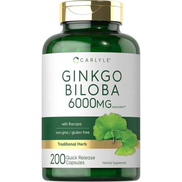 Ginkgo Biloba Capsules 6000mg 200 Count Supplement U53451