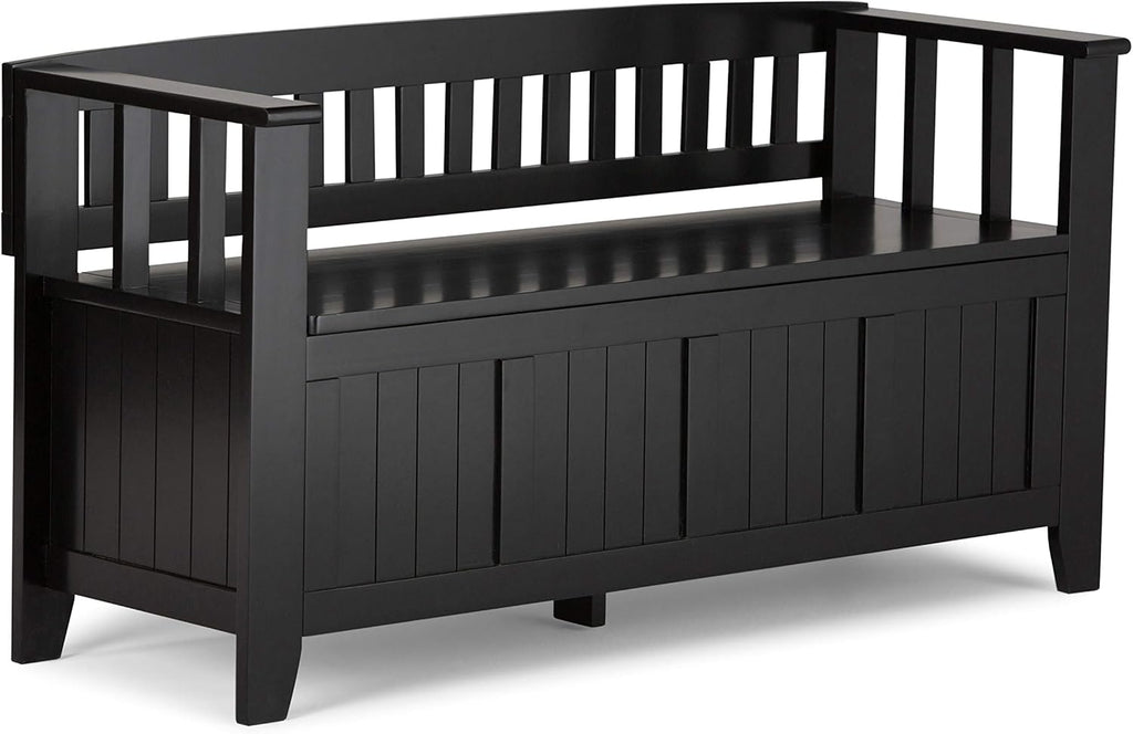 Solid Wood Entryway Storage Bench with Safety Hinge L9219