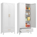 White 71 Inch Tall Metal Storage Cabinet with Doors and Shelves Y53735