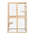 Extra Large Outdoor Wooden Cat Cage Waterproof Roof Catio with 7 Platform and 2 Resting Box (Orange) Z529539