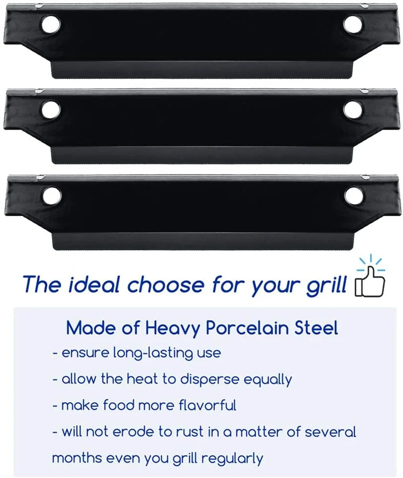 3 Packs Porcelain Steel Heat Shield Flame Tamer for 3-Burner Propane Gas Grill P2203