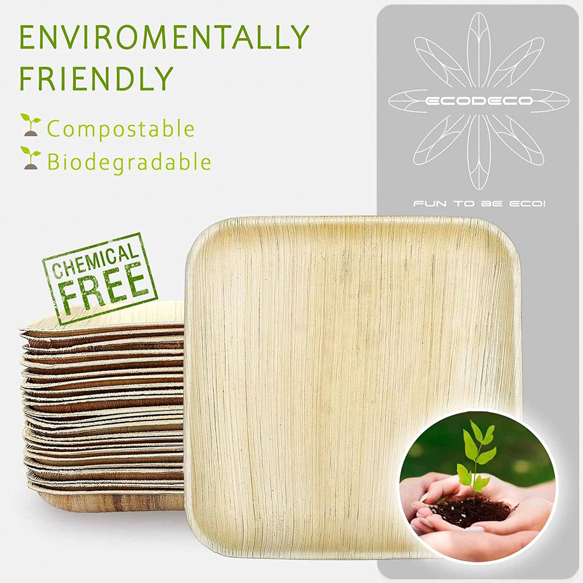 100 Palm Leaf 10 inch Disposable Plates O610