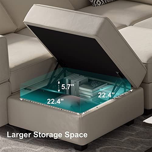 Oversized Modular U Shaped Sectional Sofa with Storage Velvet Black O3777