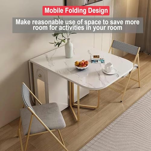 Folding Square Dining Table with Wheels and Storage Racks R64809