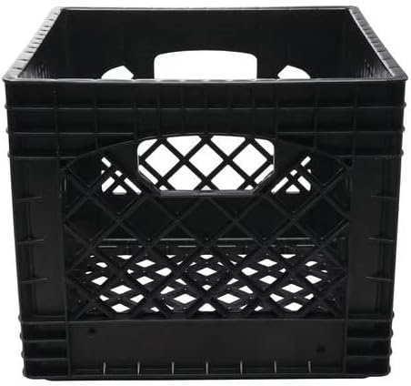 16QT Black Heavy-Duty Plastic Square Milk Crate Y7723