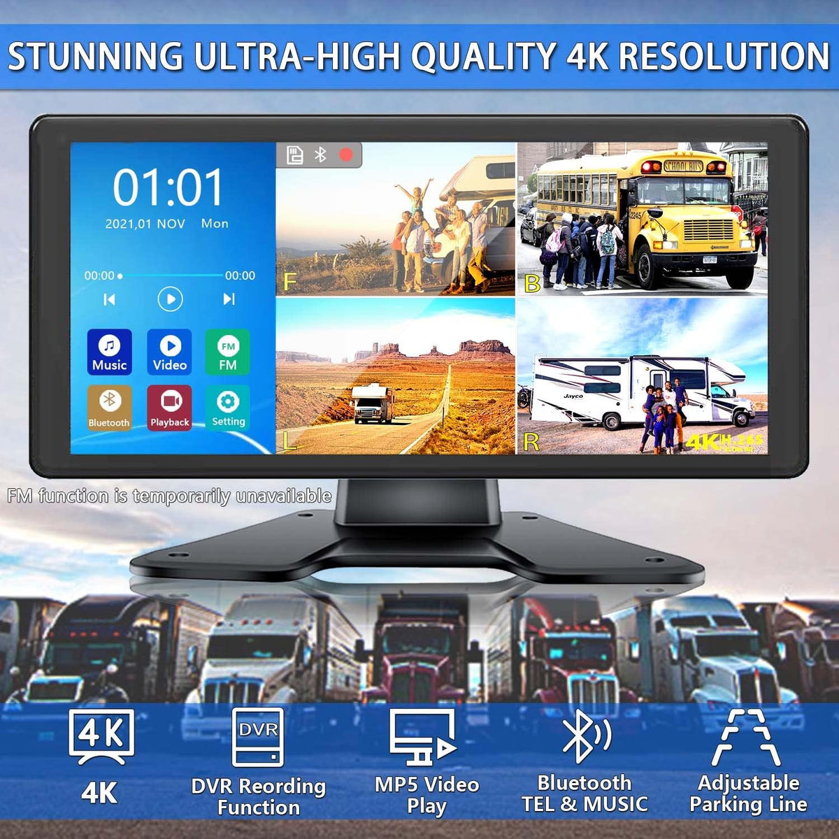 4K Backup Camera System with 10.36’’ Monitor and 4 AHD Camera I736126