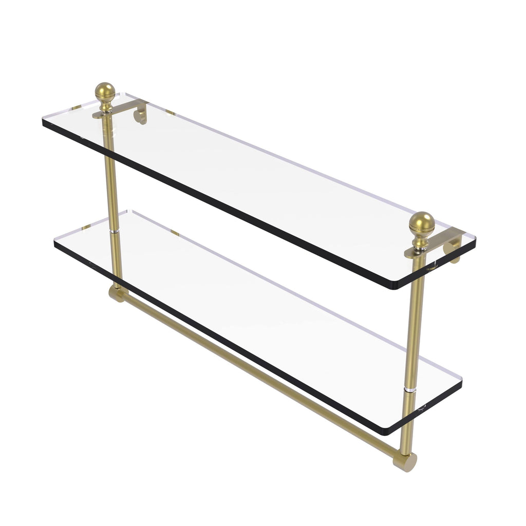 Brushed Bronze Two Tiered Glass Shelf with Integrated Towel Bar L96461