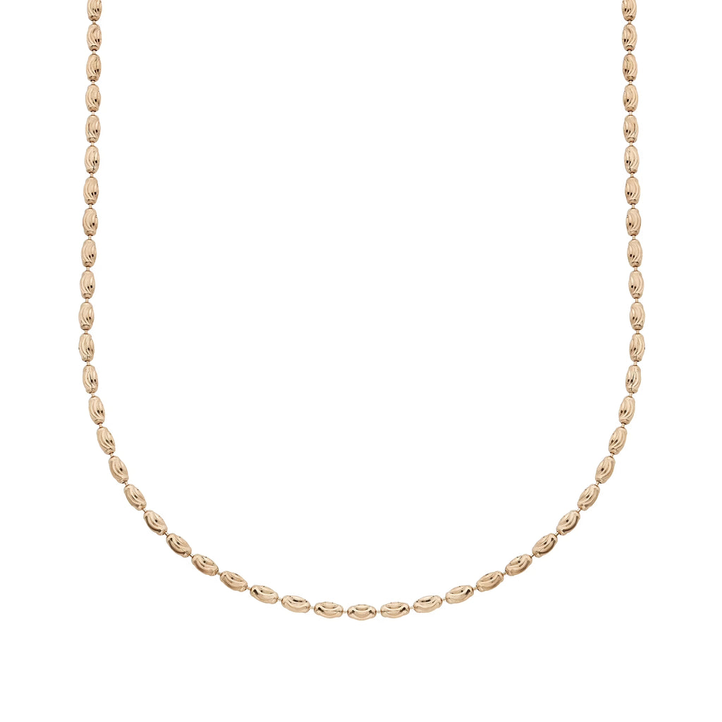 18k Rose Gold Plated Sterling Silver 2mm Rice Chain Necklace, 16” to 24” Z765