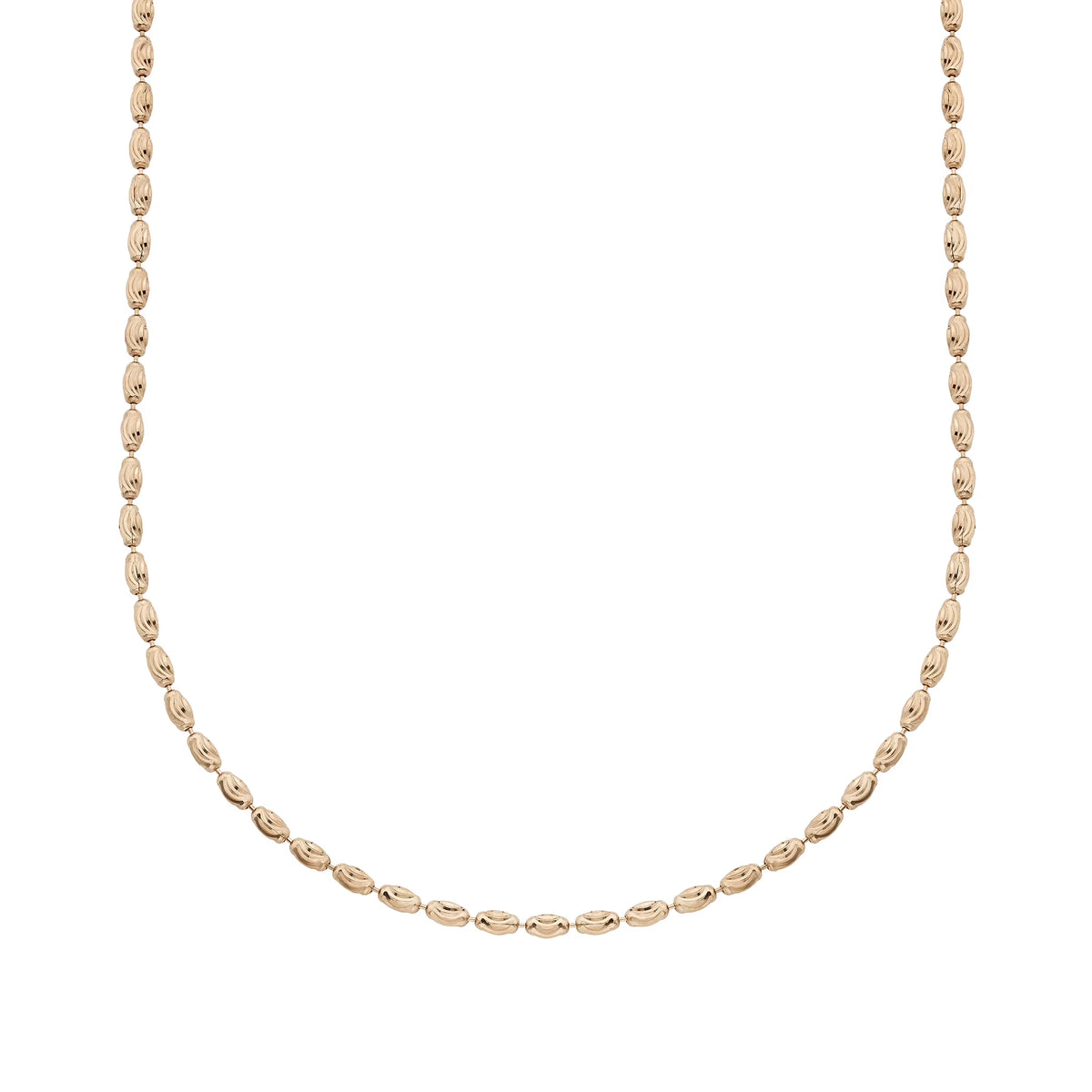 18k Rose Gold Plated Sterling Silver 2mm Rice Chain Necklace, 16” to 24” Z765