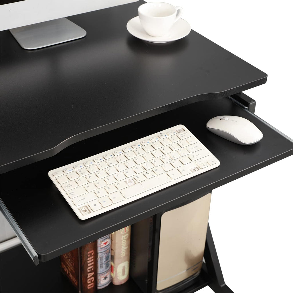 Adjustable Mobile Laptop Desk with Wheels, Black V689944