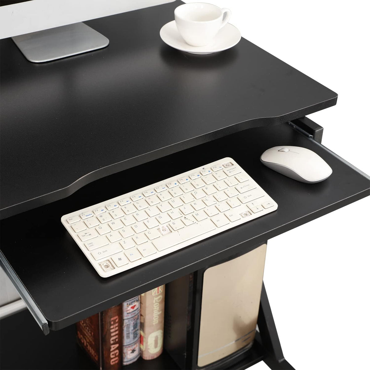 Adjustable Mobile Laptop Desk with Wheels, Black V689944