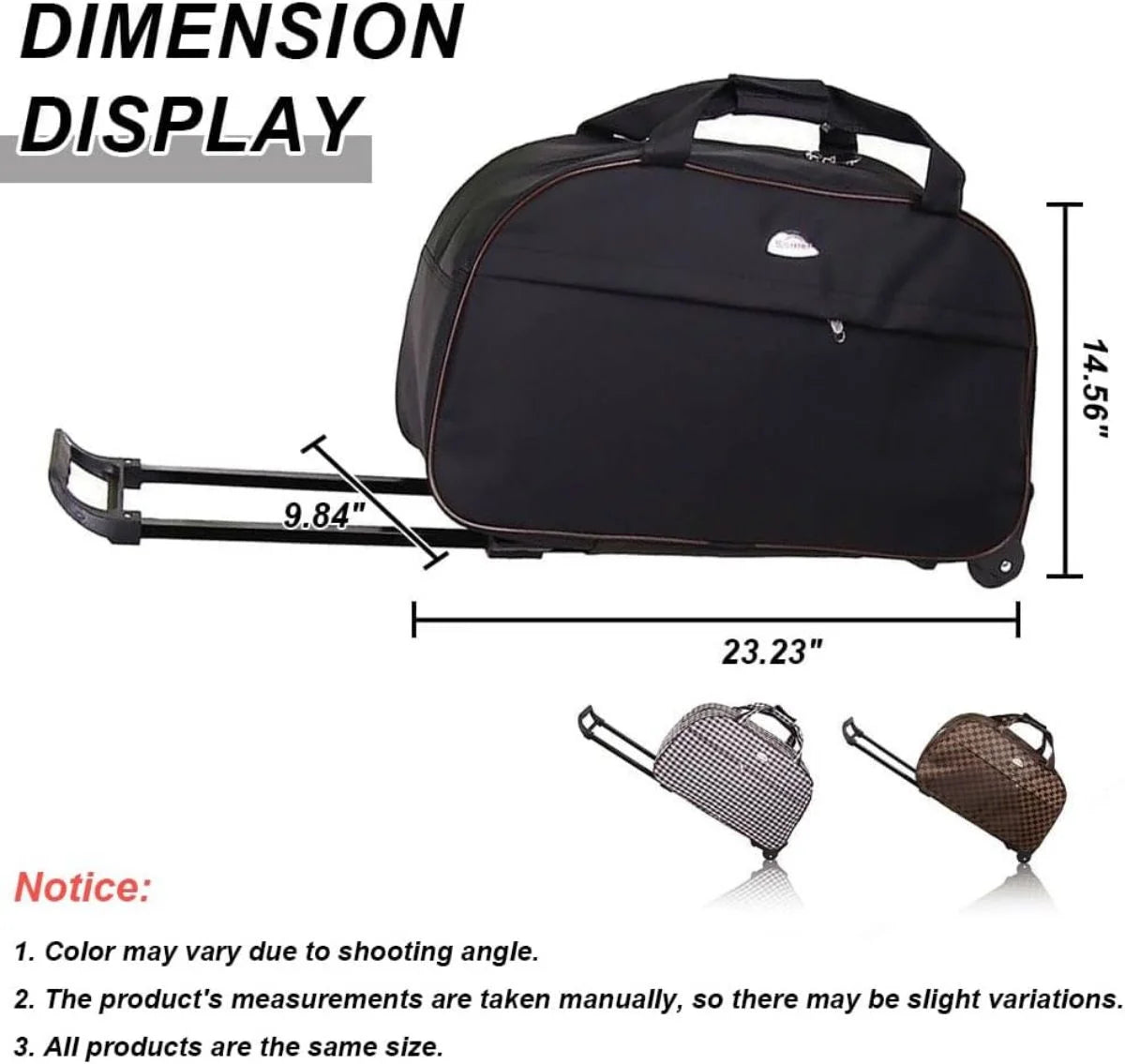 Rolling Duffle Bag with Wheels, 24" Carry On Luggage I67089