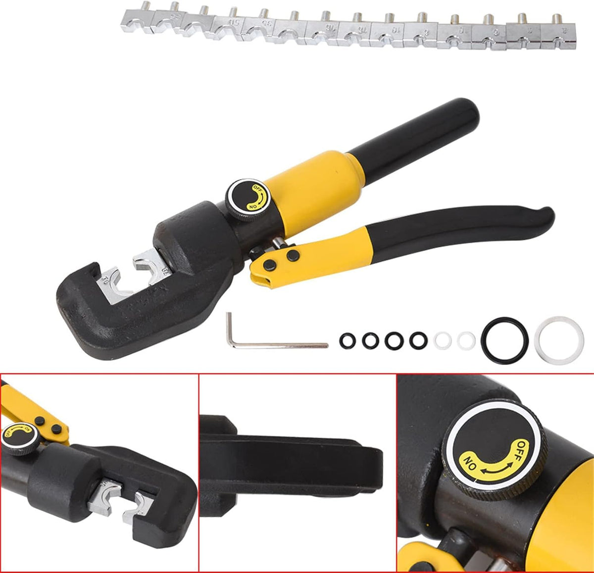 10 Ton Hydraulic Cable Crimper with 9 Dies I315