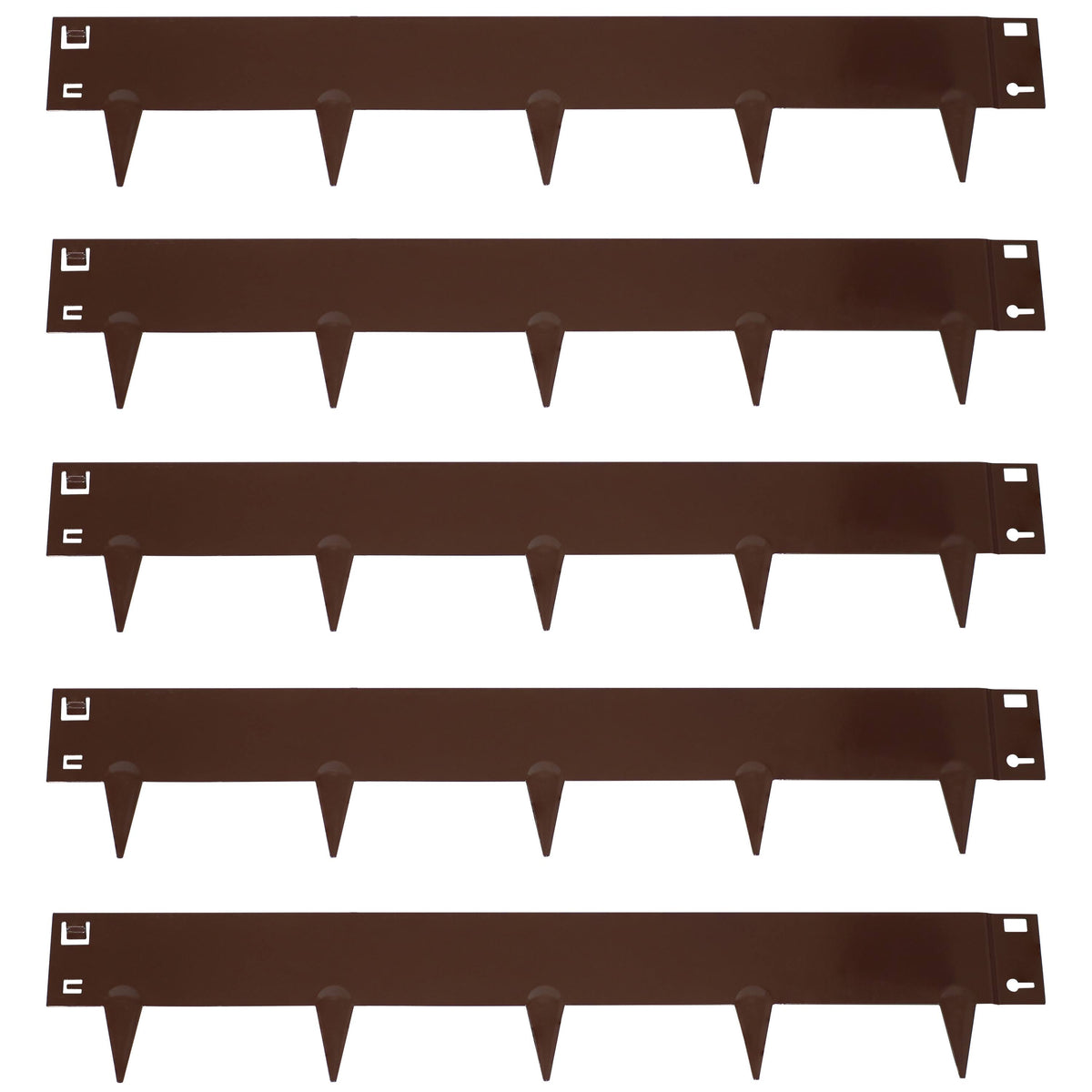 Set of 5 Steel Metal Landscape Edging Border 42-Inch Sections Brown V355