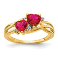 14 Karat Yellow Gold Lab Created Ruby and Diamond Ring H399