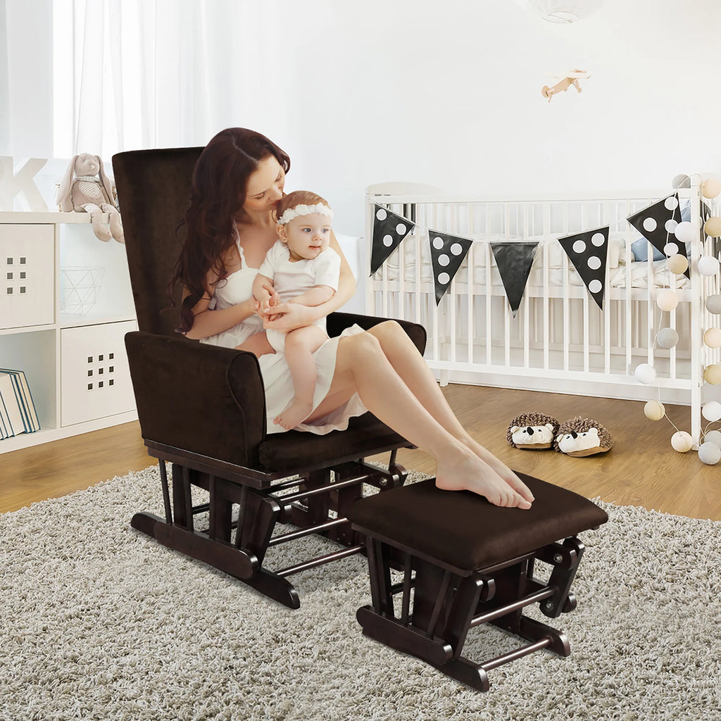 Pink Rocking Chair and Ottoman Set with Cushion F755272