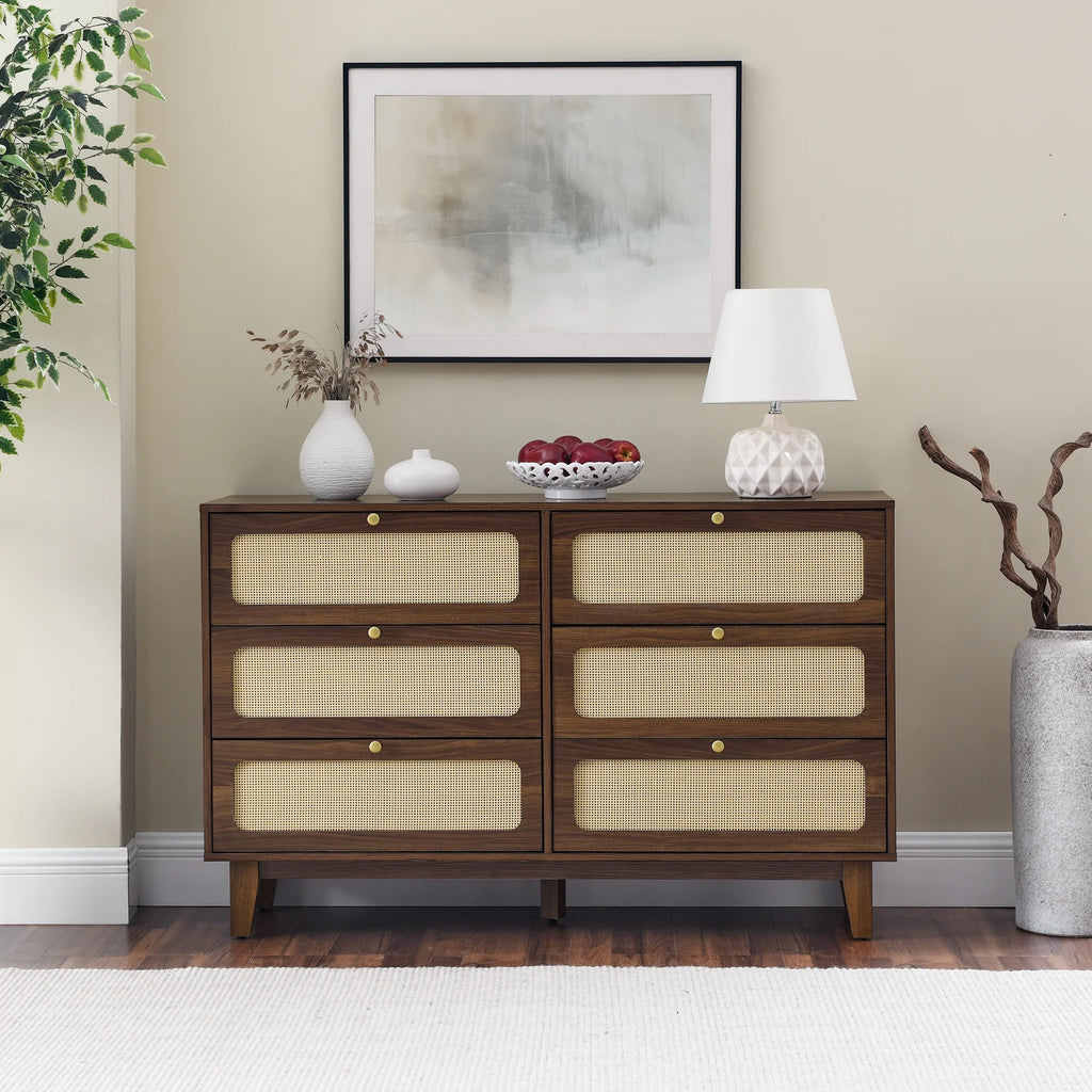 Antique Wooden 6-Drawer Dresser Storage Cabinet Y929789